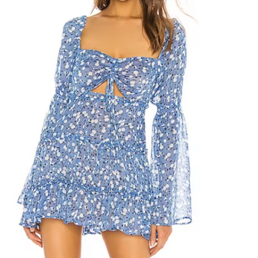 MAJORELLE Ailish Mini Dress in Blue Ditsy